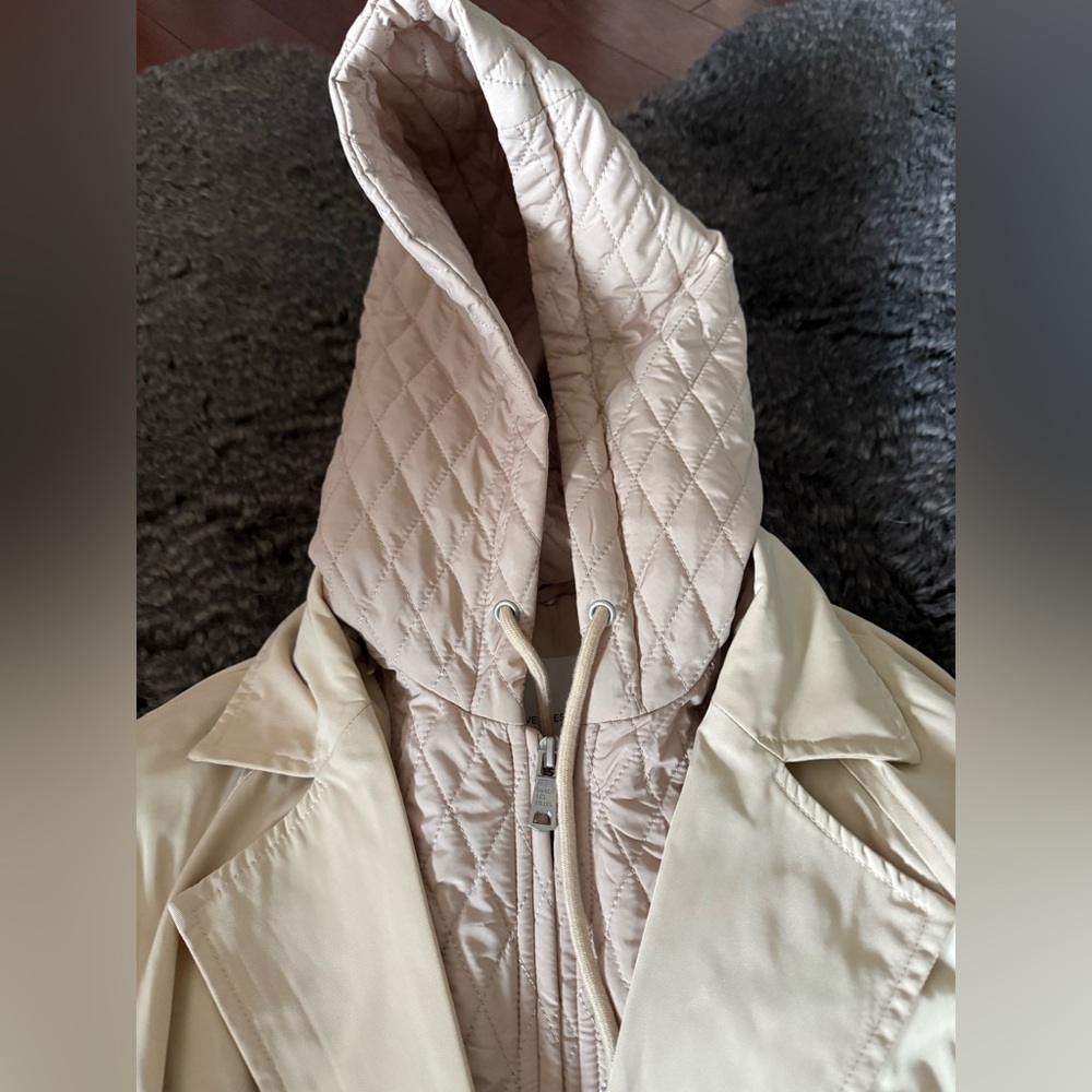 NWOT Trench Coat with Detachable Quilted Hood - Picture 2 of 4